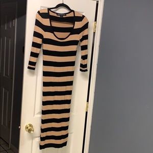 French Connection, tan/black sweater dress